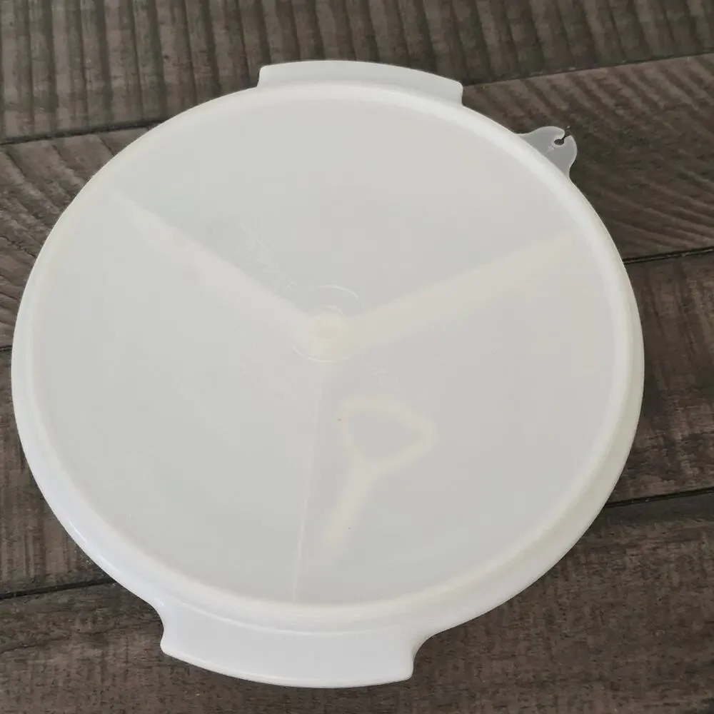 Vintage Tupperware Suzette Divided Relish Tray Dish 608-3 Handle Cover White